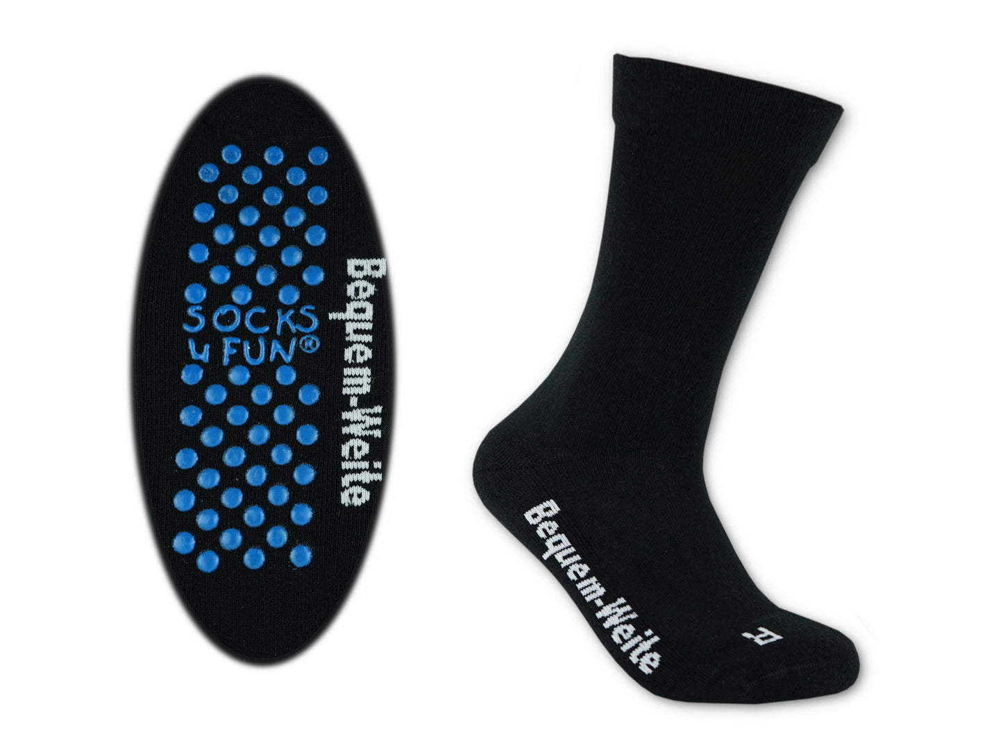 4 Paar Gesundheitssocken mit ABS für Diabetiker-Socken ohne Gummi-Bund für Herren & Damen | Extra weiter Schaft in breiter Trichterform Venenfreundlich