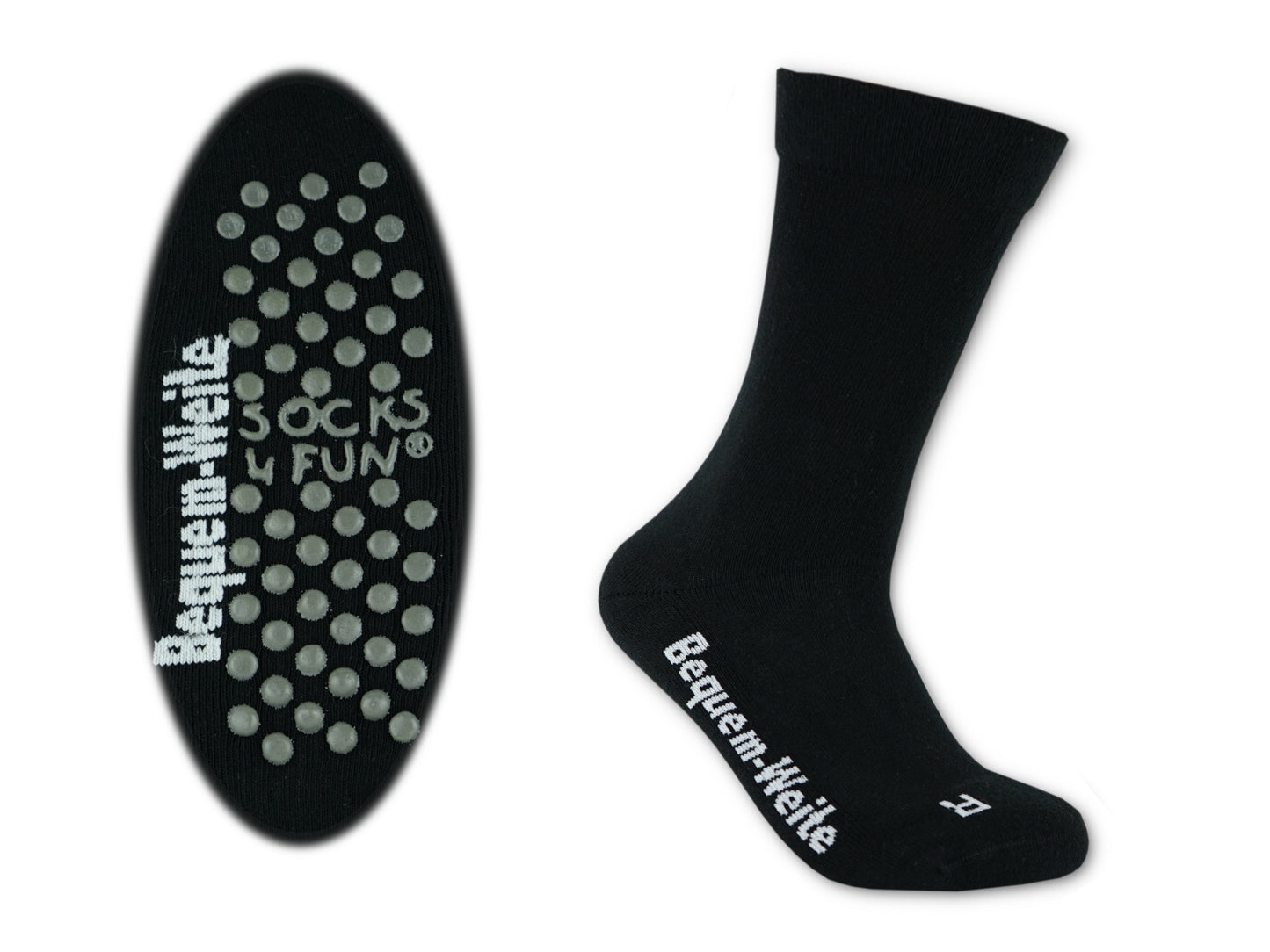 4 Paar Gesundheitssocken mit ABS für Diabetiker-Socken ohne Gummi-Bund für Herren & Damen | Extra weiter Schaft in breiter Trichterform Venenfreundlich