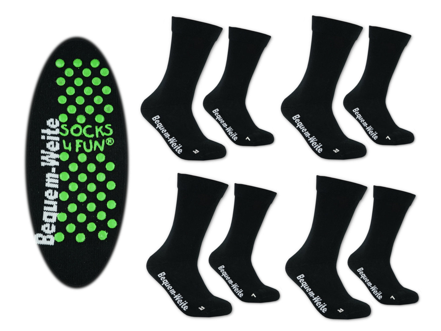 4 Paar Gesundheitssocken mit ABS für Diabetiker-Socken ohne Gummi-Bund für Herren & Damen | Extra weiter Schaft in breiter Trichterform Venenfreundlich