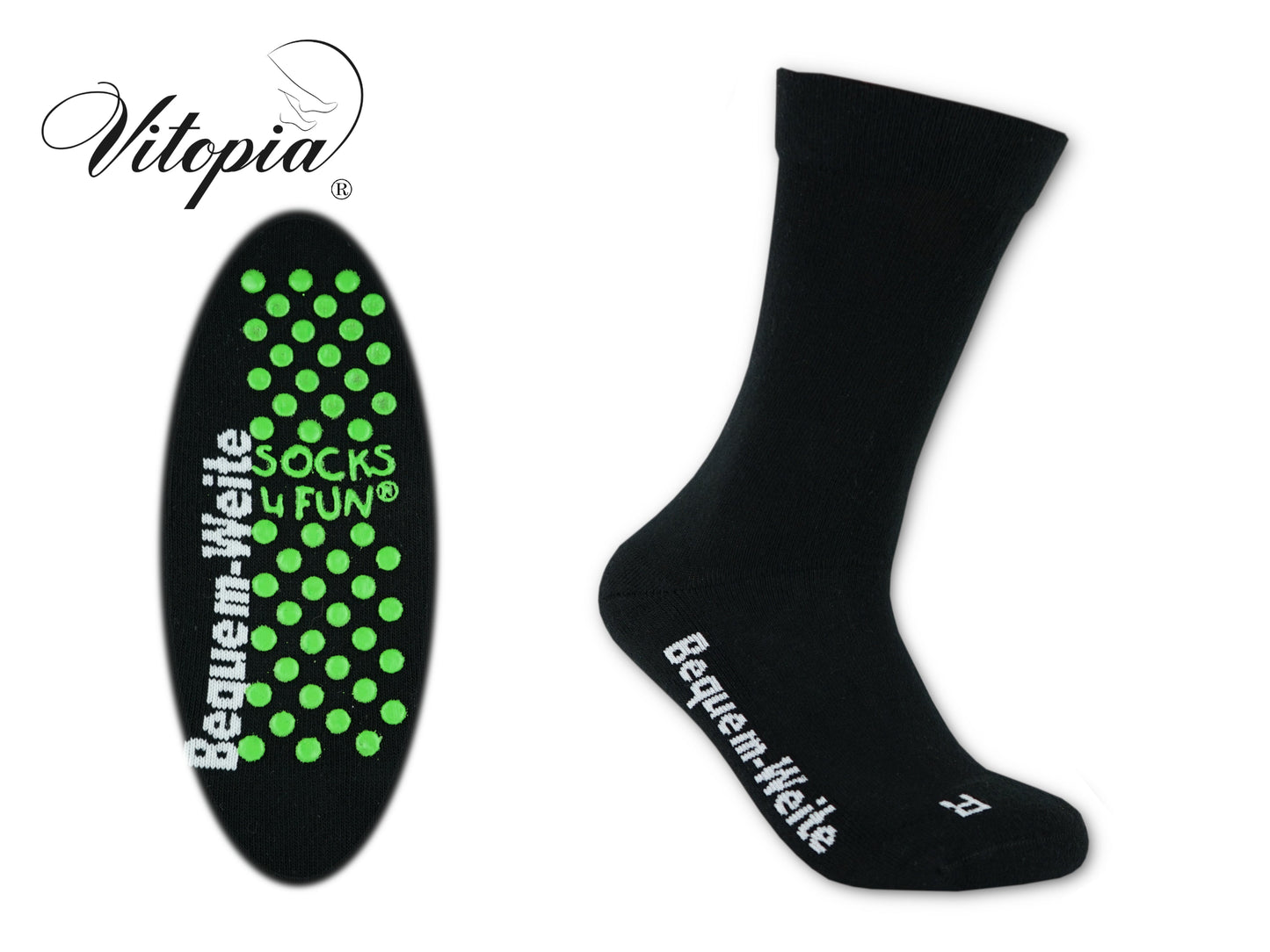 4 Paar Gesundheitssocken mit ABS für Diabetiker-Socken ohne Gummi-Bund für Herren & Damen | Extra weiter Schaft in breiter Trichterform Venenfreundlich