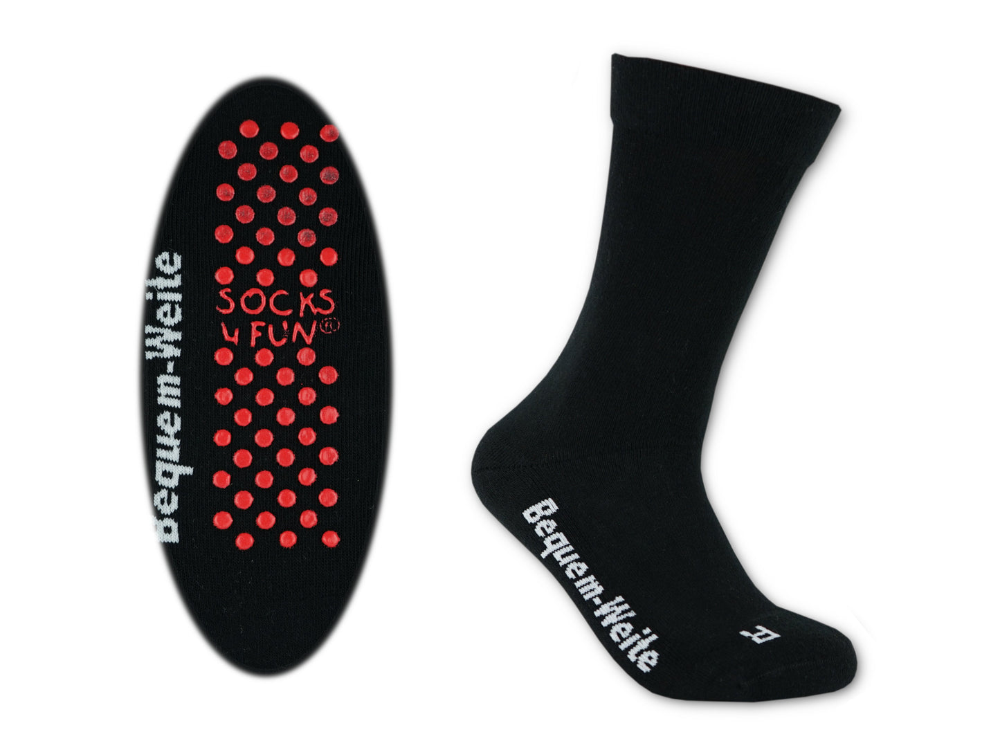 4 Paar Gesundheitssocken mit ABS für Diabetiker-Socken ohne Gummi-Bund für Herren & Damen | Extra weiter Schaft in breiter Trichterform Venenfreundlich