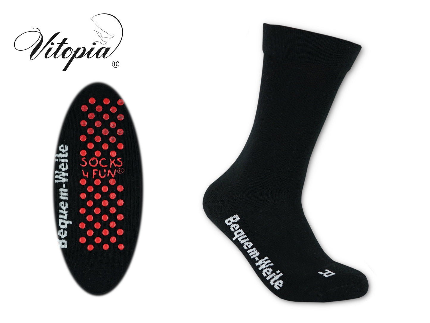 4 Paar Gesundheitssocken mit ABS für Diabetiker-Socken ohne Gummi-Bund für Herren & Damen | Extra weiter Schaft in breiter Trichterform Venenfreundlich