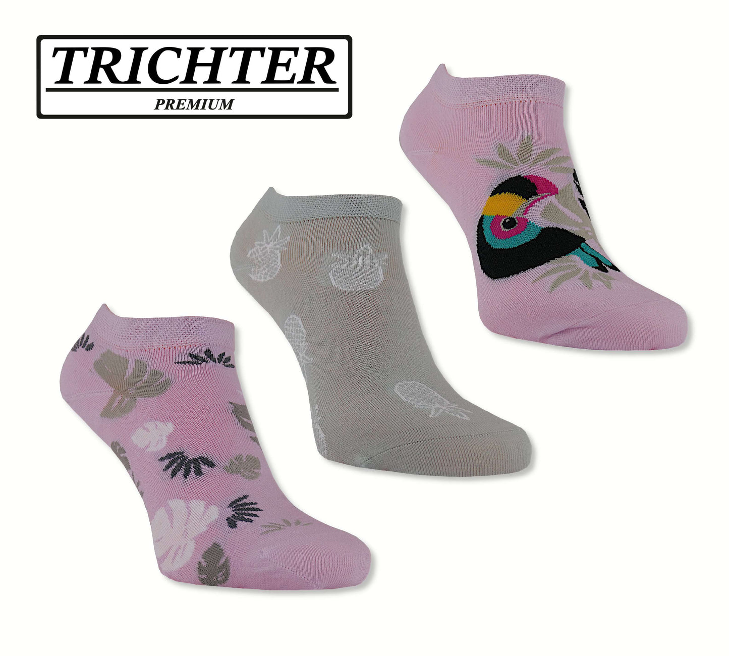 Trichter® 6 Paar Bunte Sneaker-Socken Set für Damen Tucan Füssling für Frauen - Damen Sneakersocken Füßlinge - www.Socken-Center24.de