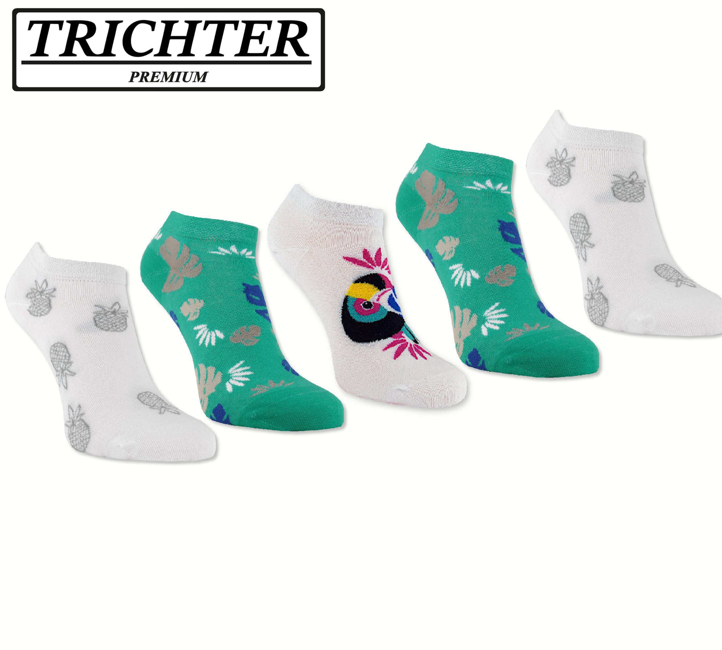 Trichter® 6 Paar Bunte Sneaker-Socken Set für Damen Tucan Füssling für Frauen - Damen Sneakersocken Füßlinge - www.Socken-Center24.de