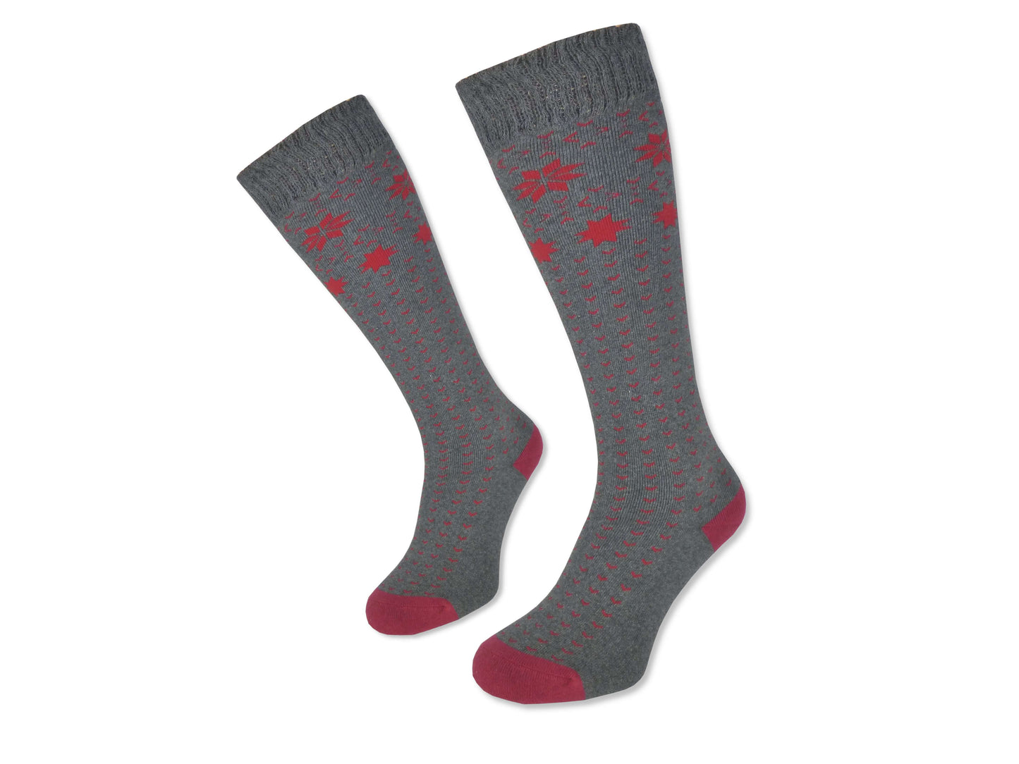 4 Paar Damen Winter Ski Kniestrümpfe Dick + Warm Trachten Baumwolle Schneestern - Damen Thermosocken - www.Socken-Center24.de