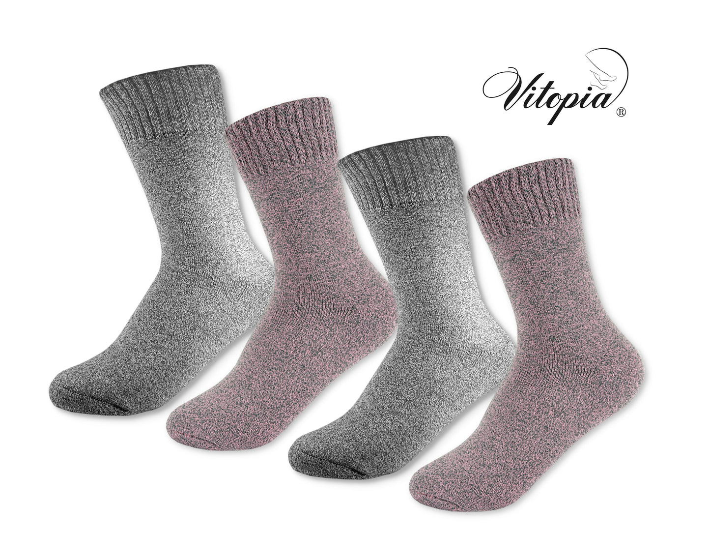 Vitopia®4 Paar Damen Winter Socken extra dick + warm Baumwolle - Damen Thermosocken - www.Socken-Center24.de
