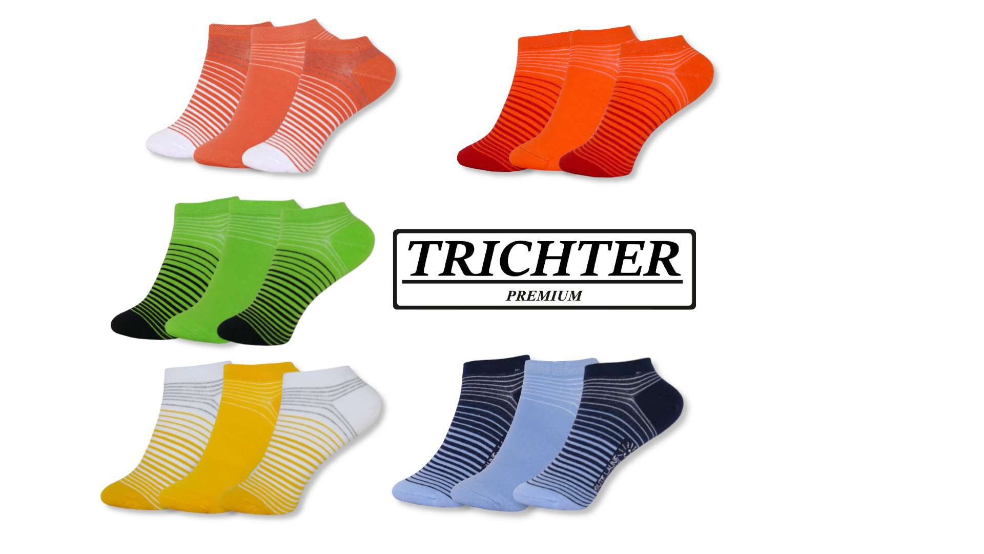 Trichter® 6 Paar Damen Sneaker Socken Set für Sport Freizeit Baumwolle Fun - Damen Sneakersocken Füßlinge - www.Socken-Center24.de