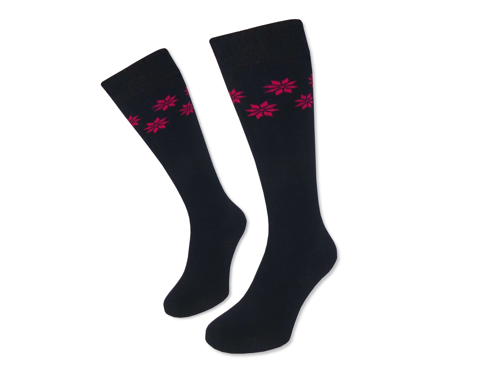 4 Paar Damen Winter Ski Kniestrümpfe Dick + Warm Trachten Baumwolle Schneestern - Damen Thermosocken - www.Socken-Center24.de