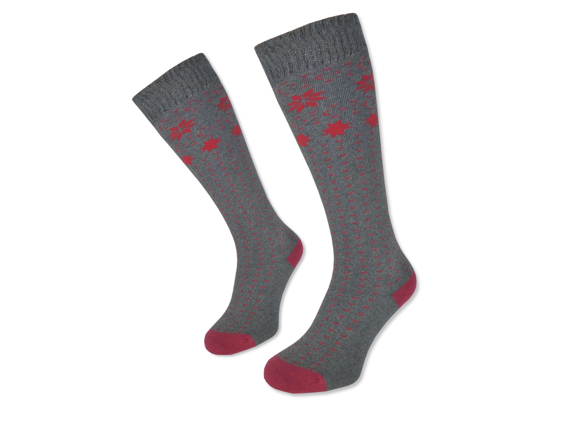 4 Paar Damen Winter Ski Kniestrümpfe Dick + Warm Trachten Baumwolle Schneestern - Damen Thermosocken - www.Socken-Center24.de