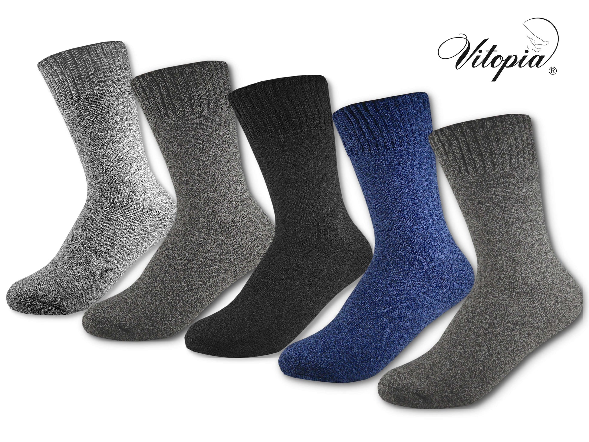Vitopia® 4 Paar Herren Winter Socken extra dick + warm Baumwolle - Herren Diabetikersocken Gesundheitssocken Thermosocken - www.Socken-Center24.de